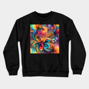 Rainbow Waves and Swirls Abstract Art Crewneck Sweatshirt